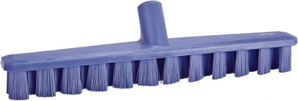 Vikan - 1-7/8" Bristle Length, Polyester Deck Scrub Brush - 1-7/8" Wide Head, 15-1/4" OAL, European Threaded Handle, Purple, Polypropylene Block - Caliber Tooling