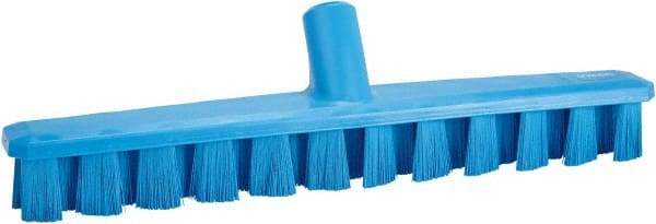 Vikan - 1-7/8" Bristle Length, Polyester Deck Scrub Brush - 1-7/8" Wide Head, 15-1/4" OAL, European Threaded Handle, Blue, Polypropylene Block - Caliber Tooling