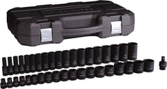 GearWrench - 39 Piece 1/2" Drive Black Finish Deep Well Impact Socket Set - 6 Points, 3/8" to 1-1/2" Range, Inch Measurement Standard - Caliber Tooling