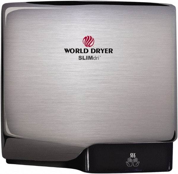 World Dryer - 950 Watt Silver Finish Electric Hand Dryer - 100/120 Volts, 8.3 Amps, 11.43" Wide x 10.7" High x 3.9" Deep - Caliber Tooling