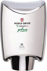 World Dryer - 1200 Watt Silver Finish Electric Hand Dryer - 100/120 Volts, 10 Amps, 9.3" Wide x 12-1/2" High x 7.6" Deep - Caliber Tooling