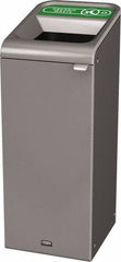 Rubbermaid - 15 Gal Gray Rectangle Decorative Indoor Single Stream Waste Receptacle - Metal, Organic Waste Graphic, 37.965" High x 14.784" Long x 19-1/2" Wide, Lid Included - Caliber Tooling