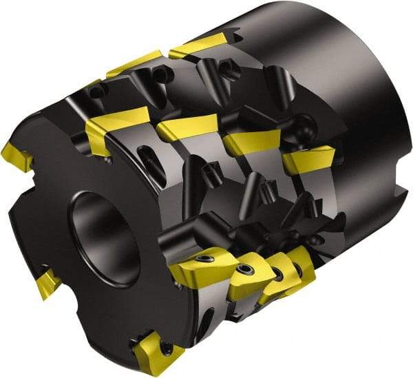 Sandvik Coromant - 15 Inserts, 80mm Cut Diam, 32mm Arbor Diam, 71mm Max Depth of Cut, Indexable Square-Shoulder Face Mill - 96.7mm High, R390-18.. Insert Compatibility, Series CoroMill 390 - Caliber Tooling