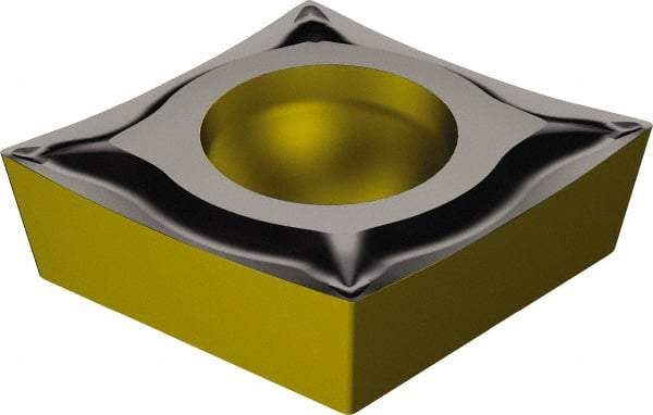 Sandvik Coromant - CCGT21.51 UM Grade 1515 Carbide Turning Insert - TiCN/Al2O3/TiN Finish, 80° Diamond, 1/4" Inscr Circle, 3/32" Thick, 1/64" Corner Radius - Caliber Tooling