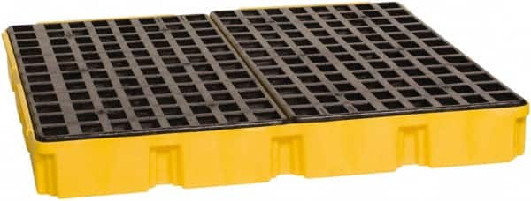 Eagle - 61 Gal Sump, 10,000 Lb Capacity, 4 Drum, Polyethylene Platform - 52-1/2" Long x 51-1/2" Wide x 6-1/2" High, Yellow, Liftable Fork, Low Profile, Vertical, 2 x 2 Drum Configuration - Caliber Tooling