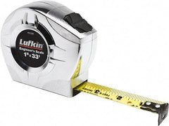 Lufkin - 33' x 1" Yellow Blade Tape Measure - 1/16" & 1/10 & 1/100' Graduation, A4 Graduation Style - Caliber Tooling