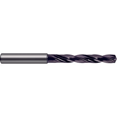 7.7 mm Dia. × 8 mm Shank × 53 mm Flute Length × 91 mm OAL, 5xD, 140°, nano-FIREX, 2 Flute, Coolant Thru, Solid Carbide Drill - Exact Industrial Supply