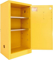 Securall Cabinets - 1 Door, 2 Shelf, Yellow Steel Standard Safety Cabinet for Flammable and Combustible Liquids - 44" High x 24" Wide x 18" Deep, Manual Closing Door, 3 Point Key Lock, 20 Gal Capacity - Caliber Tooling