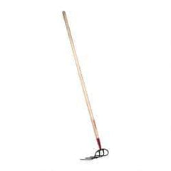 Razor-Back - Refuse Hook with 60" Straight Wood Handle - 4 Tines, 9" Tine Length - Caliber Tooling