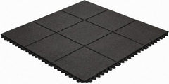 Wearwell - 3' Long x 3' Wide x 5/8" Thick, Anti-Fatigue Modular Matting Tiles - 4 Interlocking Sides, Black, For Dry Areas, Series 570 - Caliber Tooling