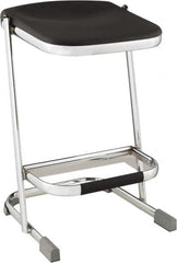 NPS - 24 Inch High, Stationary Fixed Height Stool - 16-1/4 Inch Deep x 16-3/4 Inch Wide, Plastic Seat, Black and Chrome - Caliber Tooling