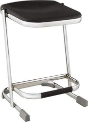 NPS - 22 Inch High, Stationary Fixed Height Stool - 16-1/4 Inch Deep x 16-3/4 Inch Wide, Plastic Seat, Black and Chrome - Caliber Tooling