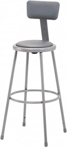 NPS - 30 Inch High, Stationary Fixed Height Stool with Adjustable Height Backrest - 16-1/2 Inch Deep x 16-1/2 Inch Wide, Vinyl Seat, Gray - Caliber Tooling