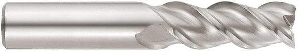 Niagara Cutter - 3/4", 4" LOC, 3/4" Shank Diam, 6-1/2" OAL, 3 Flute, Solid Carbide Square End Mill - Single End, Uncoated, Spiral Flute, 45° Helix, Centercutting, Right Hand Cut, Right Hand Flute, Series A345 - Caliber Tooling