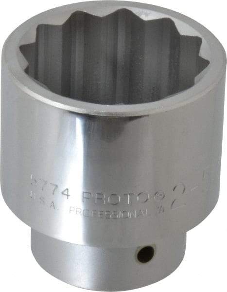 Proto - 2-5/16", 1" Drive, Standard Hand Socket - 12 Points, 3-17/64" OAL, Alloy Steel, Satin Finish - Caliber Tooling