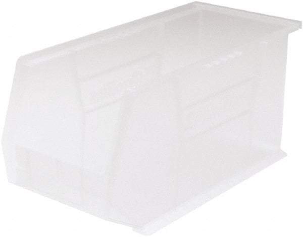 Akro-Mils - 60 Lb. Load Capacity, 18" Deep, Clear Polymer Hopper Stacking Bin - 9" High x 8-1/4" Wide x 18" Long - Caliber Tooling