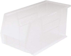 Akro-Mils - 60 Lb. Load Capacity, 18" Deep, Clear Polymer Hopper Stacking Bin - 9" High x 8-1/4" Wide x 18" Long - Caliber Tooling