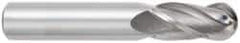 OSG - 1" Diam, 2-1/4" LOC, 4 Flute Solid Carbide Ball End Mill - TiCN Finish, Single End, 5" OAL, 1" Shank Diam, Spiral Flute - Caliber Tooling