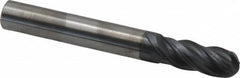 Accupro - 5/16" Diam, 13/16" LOC, 4 Flute Solid Carbide Ball End Mill - nACRo Finish, Single End, 2-1/2" OAL, 5/16" Shank Diam, Spiral Flute - Caliber Tooling