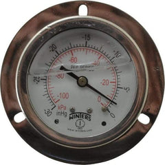 Winters - 2-1/2" Dial, 1/4 Thread, 30 Scale Range, Pressure Gauge - Front Flange Panel Mount, Center Back Connection Mount, Accurate to 1.6% of Scale - Caliber Tooling