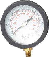 Winters - 4" Dial, 1/4 Thread, 0-300 Scale Range, Pressure Gauge - Lower Connection Mount, Accurate to 1% of Scale - Caliber Tooling