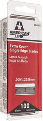 American Line - Knife Blades - .009" EXTRA KEEN 100PK SINGLE EDGE BLADE - Caliber Tooling