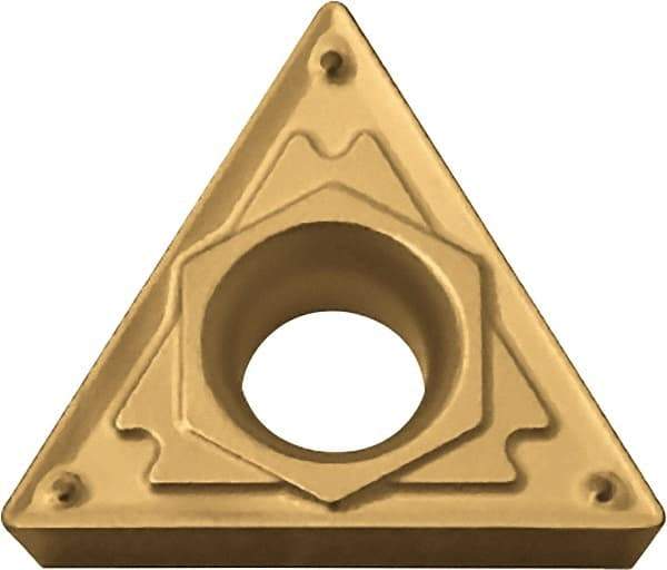 Kyocera - TCMT32.51 HQ Grade PV720 Cermet Turning Insert - TiCN (Megacoat Nano) Finish, 60° Triangle, 3/8" Inscr Circle, 5/32" Thick, 1/64" Corner Radius - Caliber Tooling