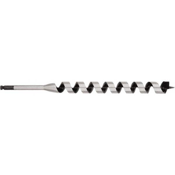 Irwin - 1-1/4", 7/16" Diam Hex Shank, 17" Overall Length with 15" Twist, Ship Auger Bit - Caliber Tooling