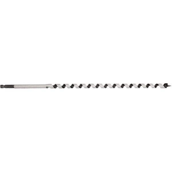 9/16″, 7/16″ Diam Hex Shank, 17″ Overall Length with 15″ Twist, Ship Auger Bit Screw Point, High Speed Steel, Bright Finish, Extendable