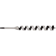 7/16″, 3/8″ Diam Hex Shank, 17″ Overall Length with 15″ Twist, Ship Auger Bit Screw Point, High Speed Steel, Bright Finish, Extendable