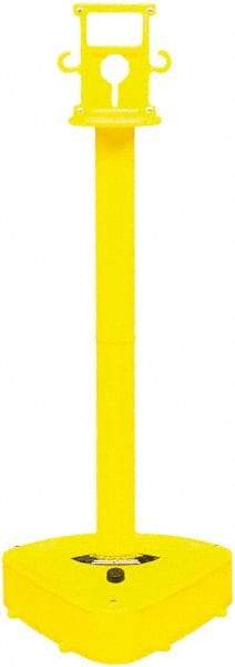 PRO-SAFE - 46-1/2" High, 3" Pole Diam, Warning Post - 55-1/4" Base Diam, Triangle Plastic Base, Yellow Plastic Post, For Outdoor Use - Caliber Tooling