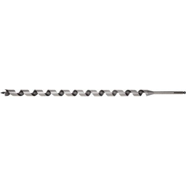 Irwin - 1/2", 7/16" Diam Hex Shank, 29" Overall Length with 24" Twist, Utility Auger Bit - Caliber Tooling