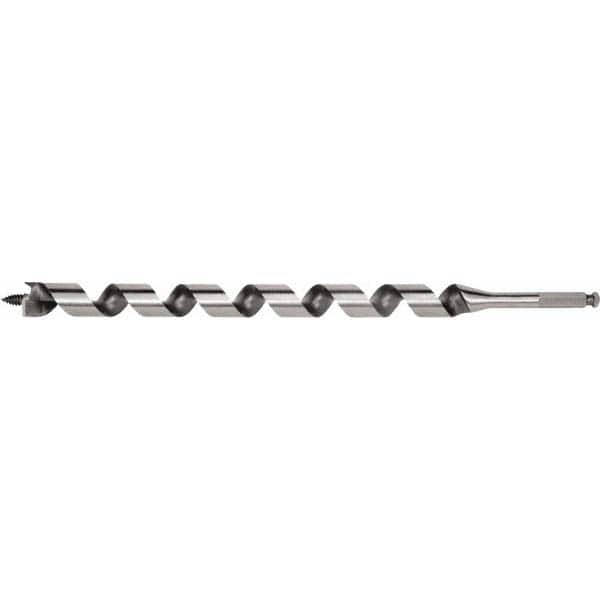 Irwin - 1-1/16", 7/16" Diam Hex Shank, 18" Overall Length with 15" Twist, Utility Auger Bit - Caliber Tooling