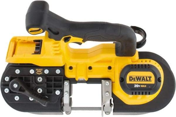 DeWALT - 20 Volt, 32-7/8" Blade, 740 SFPM Cordless Portable Bandsaw - 2-1/2" (Round) & 2-1/2 x 2-1/2" (Rectangle) Cutting Capacity, Lithium-Ion Battery Not Included - Caliber Tooling