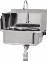 SANI-LAV - 17" Long x 14" Wide Inside, 1 Compartment, Grade 304 Stainless Steel Hands Free Hand Sink - 18 Gauge, 19" Long x 18" Wide x 21" High Outside, 7" Deep - Caliber Tooling