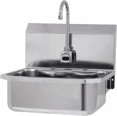 SANI-LAV - 17" Long x 14" Wide Inside, 1 Compartment, Grade 304 Stainless Steel Hands Free Hand Sink - 18 Gauge, 19" Long x 18" Wide x 21" High Outside, 7" Deep - Caliber Tooling