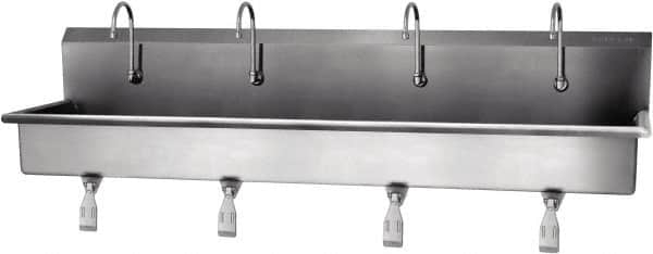 SANI-LAV - 77" Long x 16-1/2" Wide Inside, 1 Compartment, Grade 304 Stainless Steel Hands Free Hand Sink - 16 Gauge, 80" Long x 20" Wide x 18" High Outside, 8" Deep - Caliber Tooling