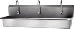 SANI-LAV - 57" Long x 16-1/2" Wide Inside, 1 Compartment, Grade 304 Stainless Steel Hands Free Hand Sink - 16 Gauge, 60" Long x 20" Wide x 18" High Outside, 8" Deep - Caliber Tooling