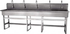 SANI-LAV - 97" Long x 16-1/2" Wide Inside, 1 Compartment, Grade 304 Stainless Steel Hands Free Hand Sink - 16 Gauge, 100" Long x 20" Wide x 45" High Outside, 8" Deep - Caliber Tooling