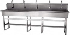 SANI-LAV - 97" Long x 16-1/2" Wide Inside, 1 Compartment, Grade 304 Stainless Steel Hands Free Hand Sink - 16 Gauge, 100" Long x 20" Wide x 45" High Outside, 8" Deep - Caliber Tooling