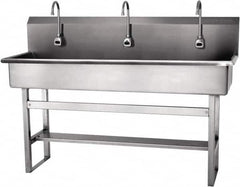 SANI-LAV - 57" Long x 16-1/2" Wide Inside, 1 Compartment, Grade 304 Stainless Steel Hands Free Hand Sink - 16 Gauge, 60" Long x 20" Wide x 45" High Outside, 8" Deep - Caliber Tooling