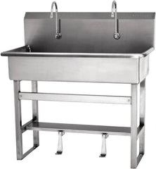 SANI-LAV - 37" Long x 16-1/2" Wide Inside, 1 Compartment, Grade 304 Stainless Steel Hands Free Hand Sink - 16 Gauge, 40" Long x 20" Wide x 45" High Outside, 8" Deep - Caliber Tooling