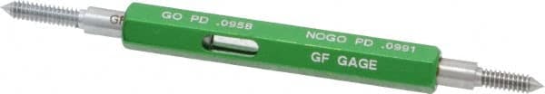 GF Gage - #4-40, Class 2B, Double End Plug Thread Go/No Go Gage - Hardened Tool Steel, Size 00 Handle Included - Caliber Tooling