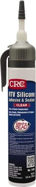 CRC - 8 oz Tube Clear RTV Silicone Gasket Sealant - -76 to 356°F Operating Temp, 24 hr Full Cure Time - Caliber Tooling