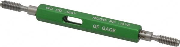 GF Gage - #8-32, Class 2B, Double End Plug Thread Go/No Go Gage - Hardened Tool Steel, Size 0 Handle Included - Caliber Tooling