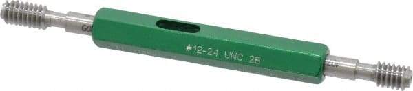 GF Gage - #12-24, Class 2B, Double End Plug Thread Go/No Go Gage - Hardened Tool Steel, Size 0 Handle Included - Caliber Tooling