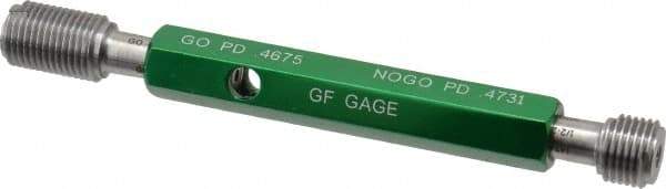 GF Gage - 1/2-20, Class 2B, Double End Plug Thread Go/No Go Gage - Hardened Tool Steel, Size 2 Handle Included - Caliber Tooling