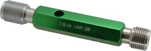 GF Gage - 7/8-14, Class 2B, Double End Plug Thread Go/No Go Gage - Hardened Tool Steel, Size 4 Handle Included - Caliber Tooling