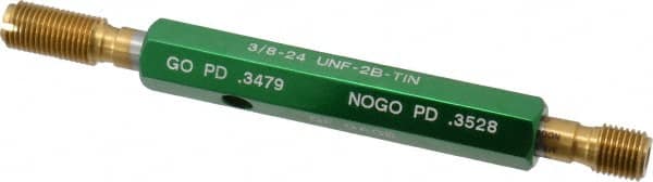 GF Gage - 3/8-24, Class 2B, Double End Plug Thread Go/No Go Gage - High Speed Steel, Size 2 Handle Included - Caliber Tooling