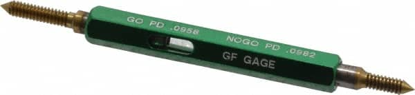 GF Gage - #4-40, Class 3B, Double End Plug Thread Go/No Go Gage - High Speed Steel, Size 00 Handle Included - Caliber Tooling